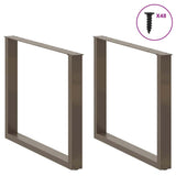 Dining Table Legs U-Shaped 3 pcs Natural Steel 100x cm Steel 4013215