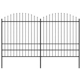 ZNTS Garden Fence with Spear Top Steel x3.4 m Black 277749