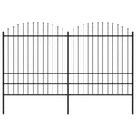 ZNTS Garden Fence with Spear Top Steel x3.4 m Black 277749