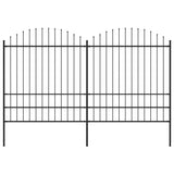 ZNTS Garden Fence with Spear Top Steel x3.4 m Black 277749