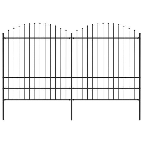 ZNTS Garden Fence with Spear Top Steel x3.4 m Black 277749