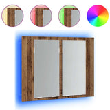 LED Mirror Cabinet Old Wood 60x12x45 cm Engineered Wood 856282