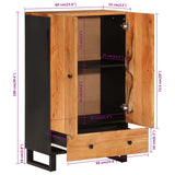 Highboard with Drawer 60x33x100 cm Solid Wood Acacia&Iron 352934