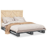Bed Frame Grey Solid pine wood Double Sturdy Bed Frame 3281582