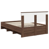 Bed Frame with Headboard Brown Oak 137 x 203 cm Engineered Wood 3408864