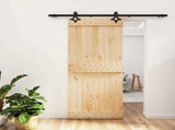 Sliding Door Natural and Black 85 x 210 cm Solid Pine Wood 3445063