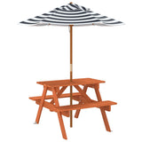 Picnic Table for 4 Kids with Umbrella Solid Wood Fir 3281616