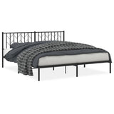 Metal Bed Frame without Mattress with Headboard Black 180x200cm 374441