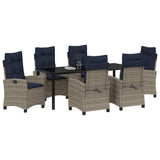 Garden Dining Set with Cushion 7 pcs Grey Poly Rattan 3380468