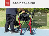 Lightweight Walking Frame, Folding Rollator Walker with Seat and Backrest, Red T3398P555098