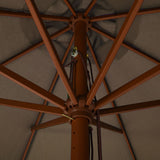 Garden Parasol with Wooden Pole 330 cm Taupe 47215