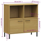 Bookcase with Metal Legs Brown 90x35x90.5 cm Solid Wood OSLO 351015