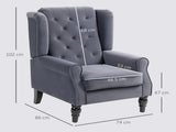 Wingback Accent Chair, Retro Upholstered Button Tufted Occasional Chair for Living Room and Bedroom, T3398P344669