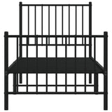 Metal Bed Frame without Mattress with Footboard Black 75x190cm 350872