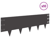 Lawn Edging 10 pcs 100 x 30 cm Steel Black 8008623