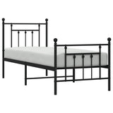 Metal Bed Frame without Mattress with Footboard Black 75x190cm 353545