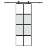 Sliding Door with Hardware Set Black 76x205 cm Tempered Glass 3375832