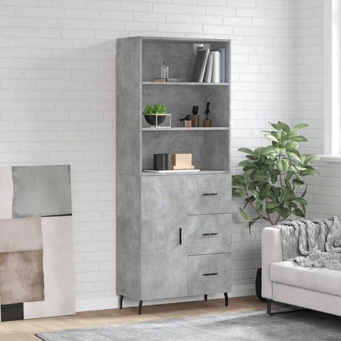 Highboard Concrete Grey 69.5x34x180 cm Engineered Wood 3189465