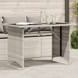 Garden Table with Glass Top Light Grey 110x68x70 cm Poly Rattan 366354
