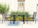 Garden Dining Set Black Powder-coated steel, glass, cotton rope 3060207