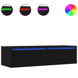 TV Cabinet with LED Lights Black Oak 100X35.5x25 cm 860239