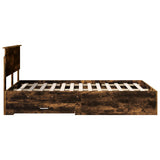 Bed Frame with Drawer Smoked Oak 120 x 200 cm Engineered Wood 3408294