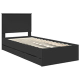 Bed Frame with Drawer Black 90 x 200 cm Engineer Wood 3411153