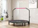 45" Foldable Mini Fitness Trampoline, with Adjustable Foam Handle, Pink T3398P349138