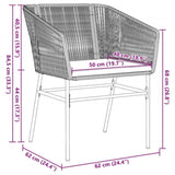 Garden Dining Set with Cushion 3 pcs Black Powder-Coated Steel 3380918