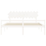 Senior Bed without Mattress White 200x200 cm Solid Wood 3195567