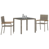 Garden Dining Set 3 pcs Grey and Brown Poly Rattan 3365385