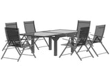 7 Piece Outdoor Dining Set with Extendable Table and 6 Folding Chairs for Patio, Balcony, Deck, Grey T3398P327928