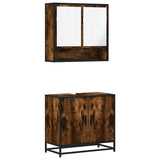 2 Piece Bathroom Furniture Set Smoked Oak Engineered Wood 3300917