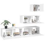 ZNTS 4 Piece TV Cabinet Set White Engineered Wood 3114646