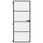 Interior Door Slim Black 83x201.5 cm Tempered Glass and Aluminium 155119