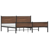 Metal Bed Frame without Mattress Brown Oak 193x203 cm 3301417
