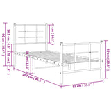 Metal Bed Frame without Mattress with Footboard Black 80x200cm 355570