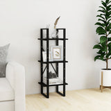3-Tier Book Cabinet Black 40x30x105 cm Solid Pinewood 806496