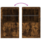 Side Cabinet with LED Lights Smoked Oak Engineered Wood 836627