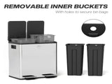 40L Dual Compartment Stainless Steel Bin, with Deodoriser Holders - Silver Tone T3398P344261