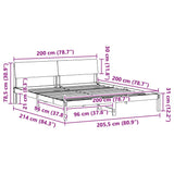 Bed frame Brown and light grey 200 x 200 cm Solid pine wood 3394328