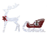 4ft Lighted Christmas Reindeer & Sleigh Outdoor Yard Decoration Set with LED Lights, Red & White 74771005
