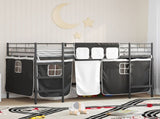Kids'Loft Bed Frame with Curtains Black 100 x 200 cm 42020792