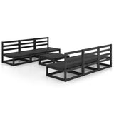 7 Piece Garden Lounge Set Black Solid Pinewood 3075318