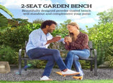 2 Seater Metal Garden Park Bench Porch Outdoor Furniture Patio Chair Seat Black UK T3398P325172