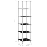 6-Tier Shelf Black 40x40x160 cm Tempered Glass 249512