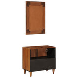 Bathroom Furniture Set with Door 2 pcs Walnut Solid Mango Wood 3310090
