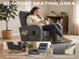 Upholstered Rocking Chair Retractable Footrest Rocker Chair High Back for Living Room Grey T3398P548051