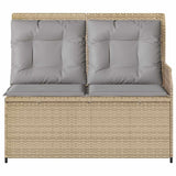 Garden Bench with Cushion Beige and Grey Poly Rattan 3394443