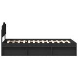 Bed Frame with Headboard Black 90 x 200 cm Solid Pine Wood 3412944